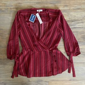 Red Faux Wrap Top